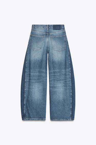 Zara HIGH WAIST OVERSIZE BALLOON JEANS - Navy blue