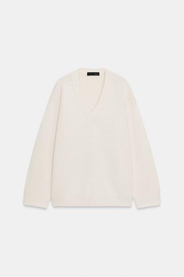 OVERSIZED WOOL AND CASHMERE JUMPER - Ecru by Zara
