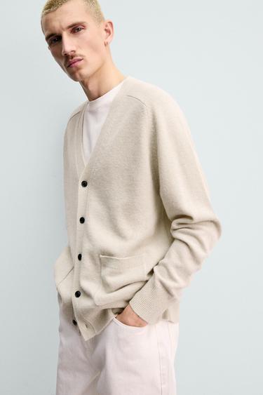 WOOL - ALPACA ORIGINS CARDIGAN - Ecru by Zara - Image 4