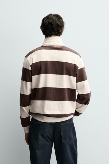 SWEAT À RAYURES CONTRASTÉES - Marron / Écru de Zara - Image 2