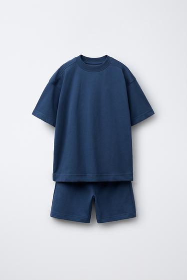 BASIC-SHIRT- UND BERMUDA-SET AUS JERSEY - Marineblau von Zara - Bild 0