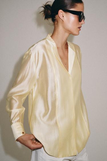 ZW COLLECTION FLOWING SHIRT - Yellow by Zara