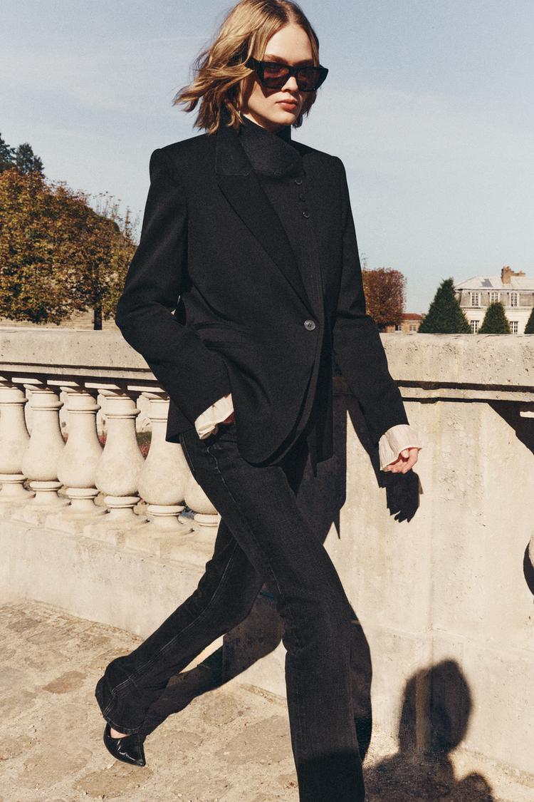 ZW COLLECTION DOUBLE-LAPEL BLAZER — Black