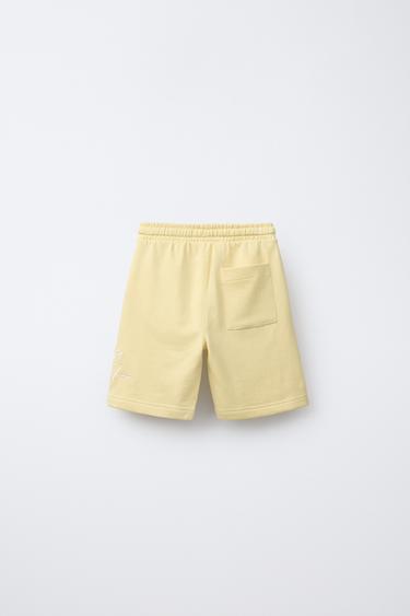EMBROIDERED JOGGING BERMUDA SHORTS - Yellow by Zara - Image 1