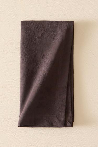 PACK OF COTTON JACQUARD NAPKINS (PACK OF 2) - Brown by Zara
