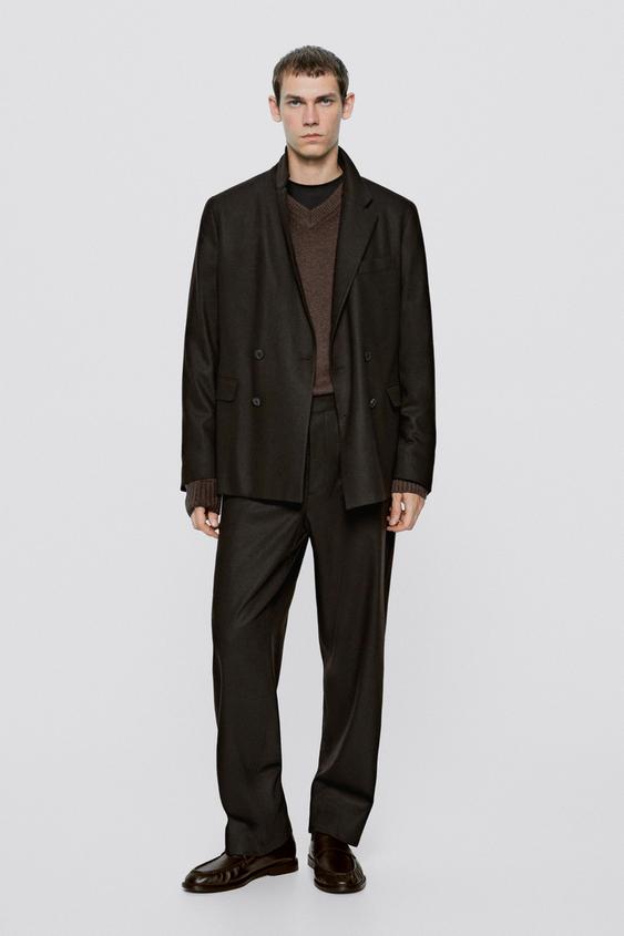 Zara Wool blend flannel suit blazer - LIMITED EDITION - Dark brown - Image 0