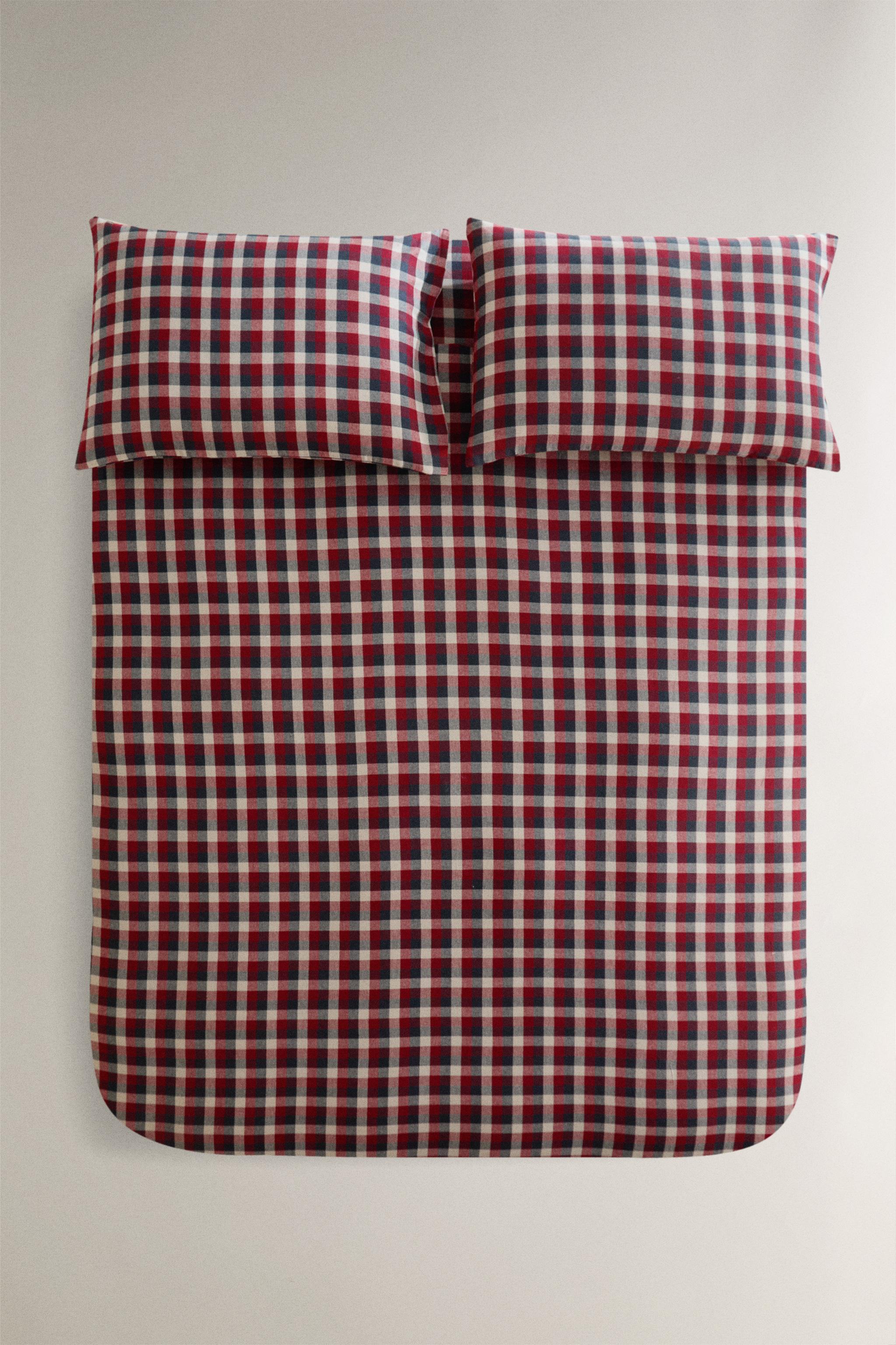 CHRISTMAS TARTAN CHECK COTTON FLANNEL DUVET COVER