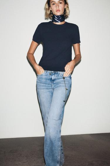 PLAIN KNIT SHORT SLEEVE TOP - Navy blue de Zara - Image 2