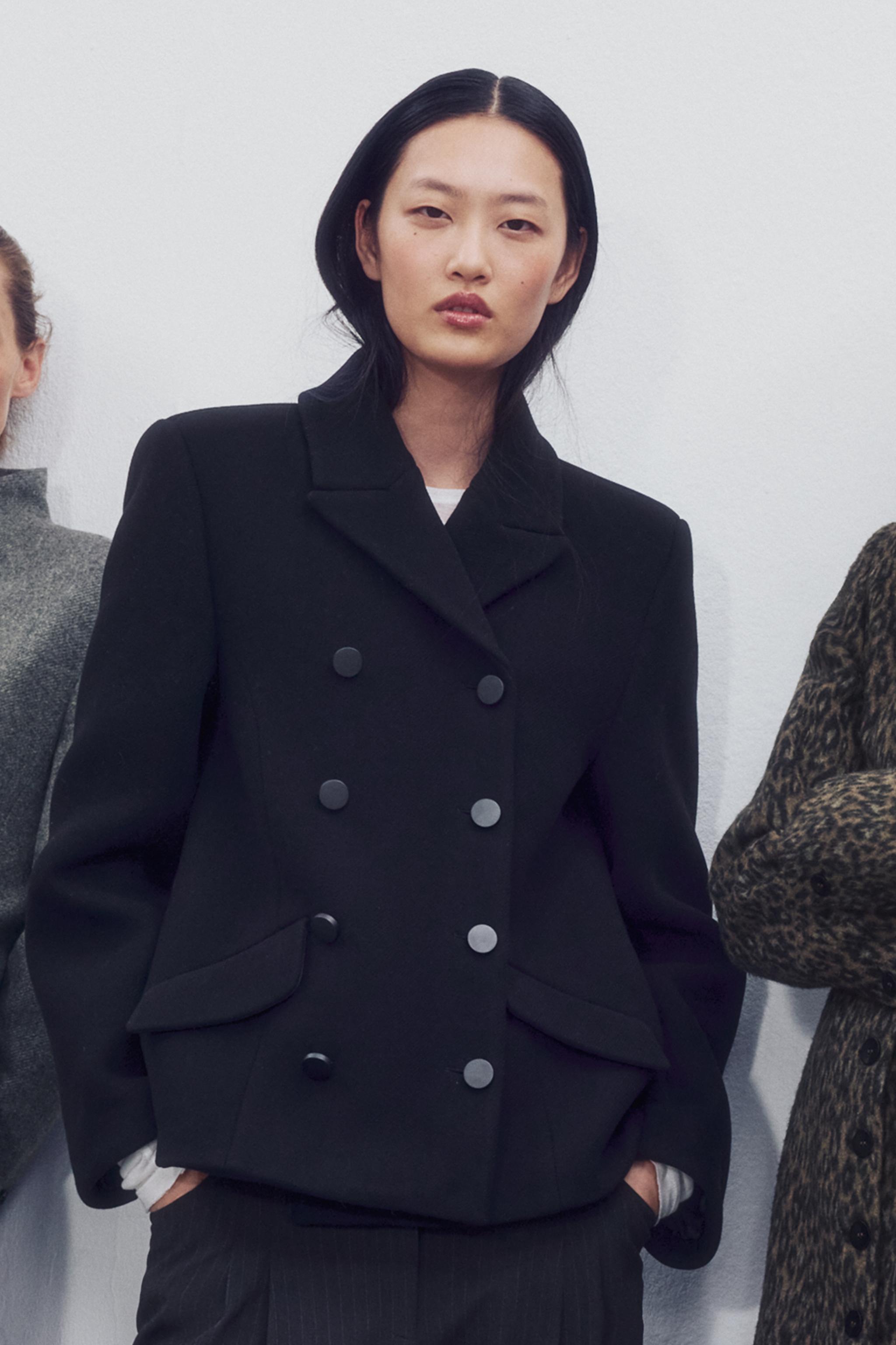 ZW COLLECTION ショート丈ウール混コート - ブラック | ZARA Japan / 日本
