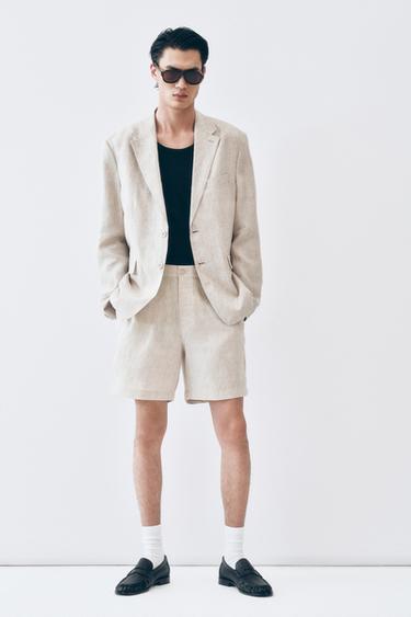 Zara 100% 亞麻西裝外套 - 淺米色