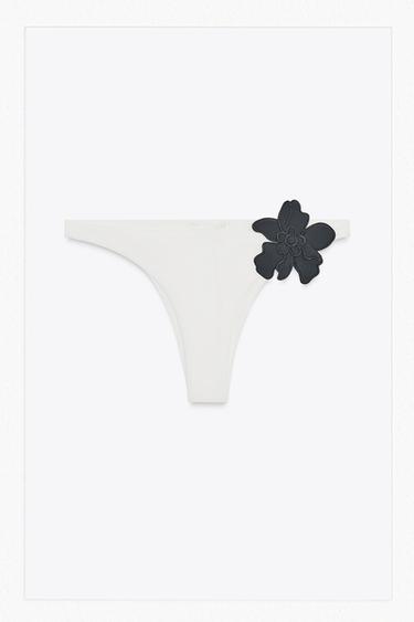Zara FLORAL BIKINI BOTTOMS - Ecru