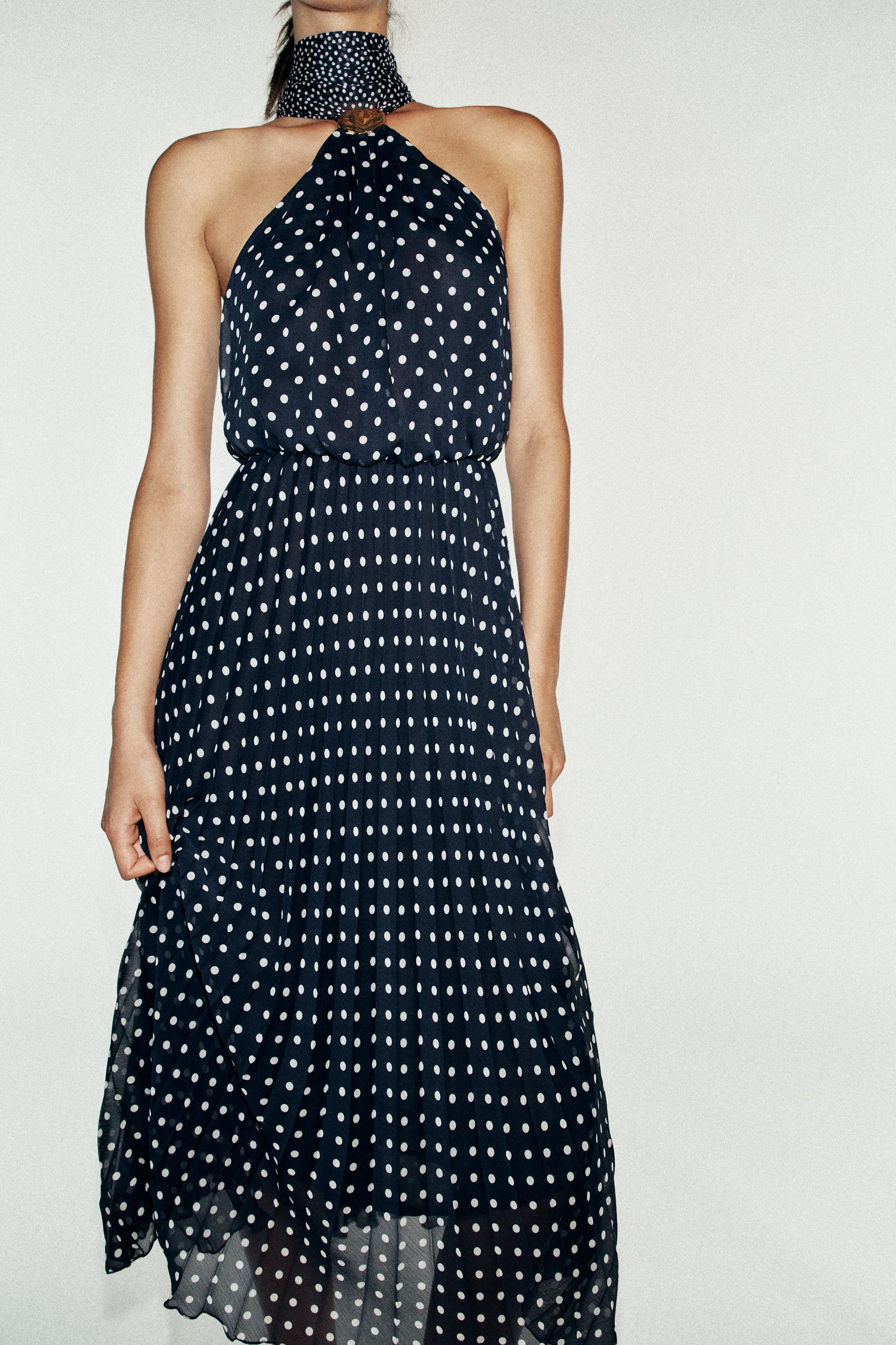 POLKA DOT HALTER MIDI DRESS