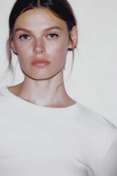 T-SHIRT EN COTON MERCERISÉ - Blanc de Zara - Image 7