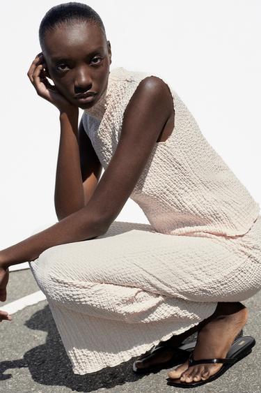 TEXTURED MIDI SKIRT - Ecru by Zara - Image 3