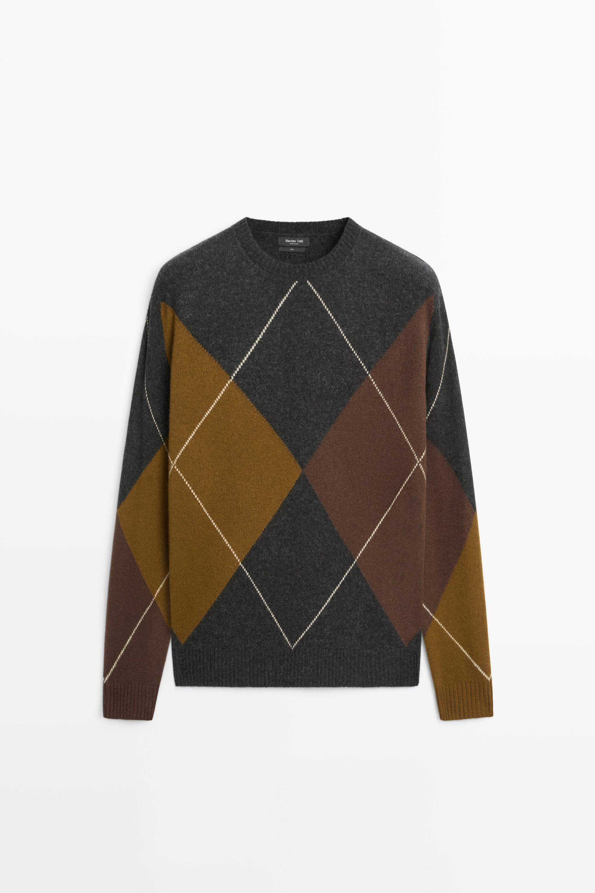 Pull à losanges en maille 100 % laine