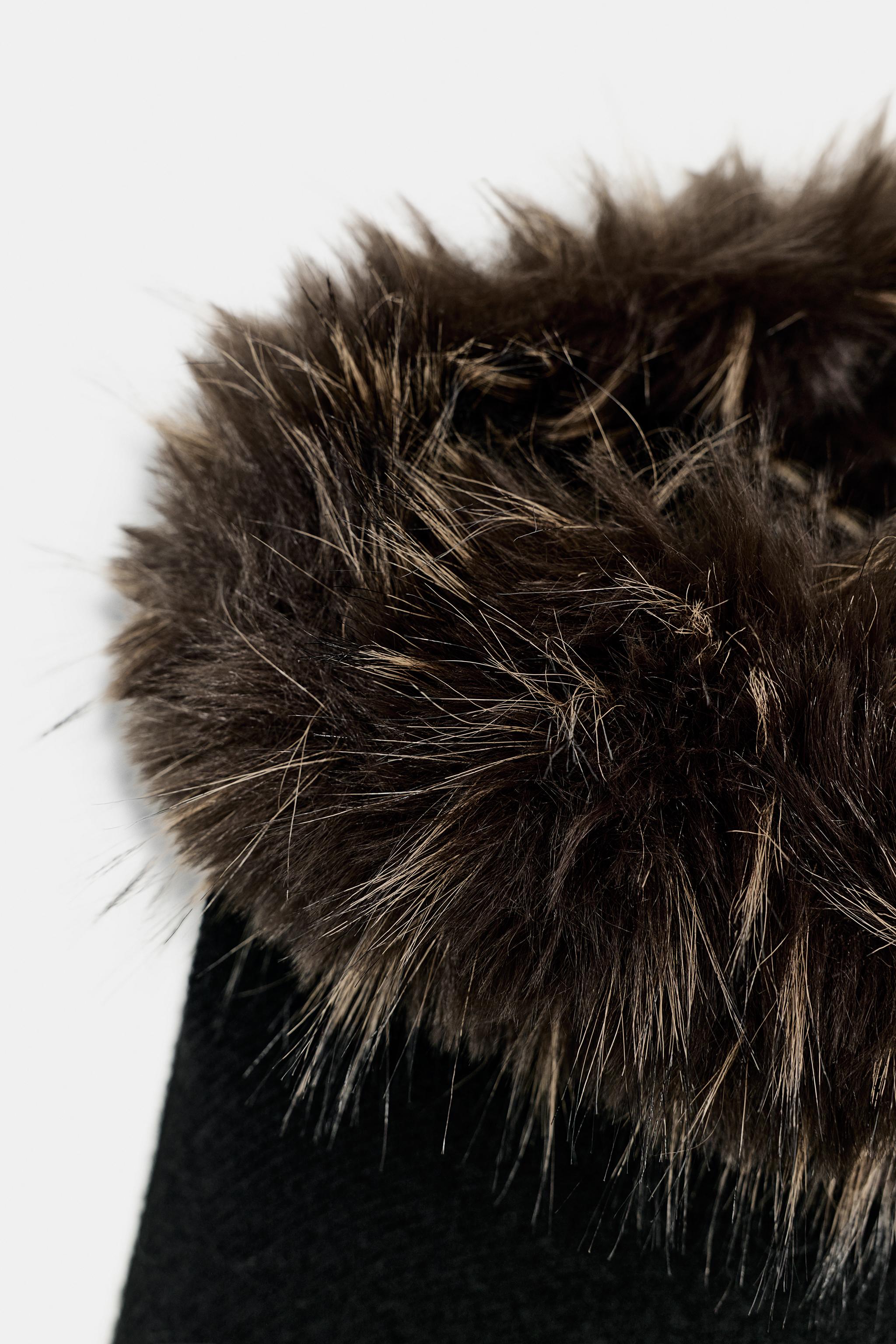 ニットファーケープ - ブラウン | ZARA Japan / 日本