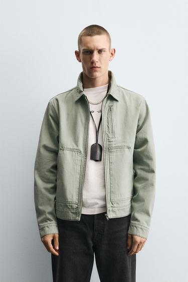 WASHED DENIM JACKET - Sea green by Zara
