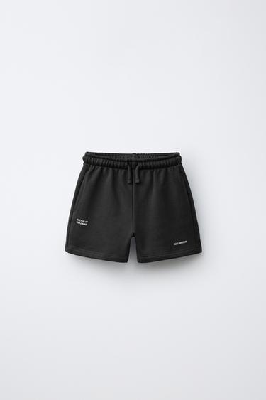 TEXT PRINT BERMUDA SHORTS - Black by Zara