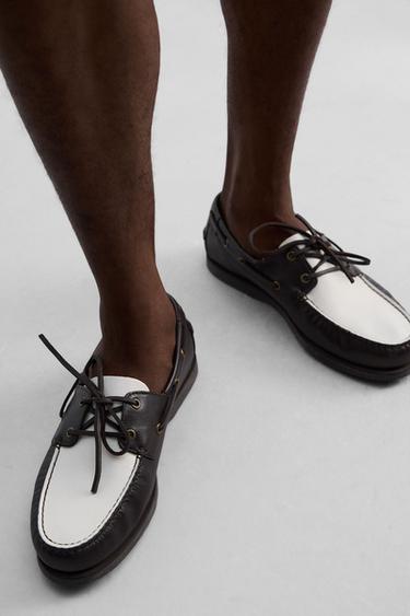 CHAUSSURES BATEAU EN CUIR - Multicolore de Zara - Image 2