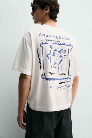 T-SHIRT À IMPRIMÉS EN CONTRASTE - Blanc de Zara - Image 5