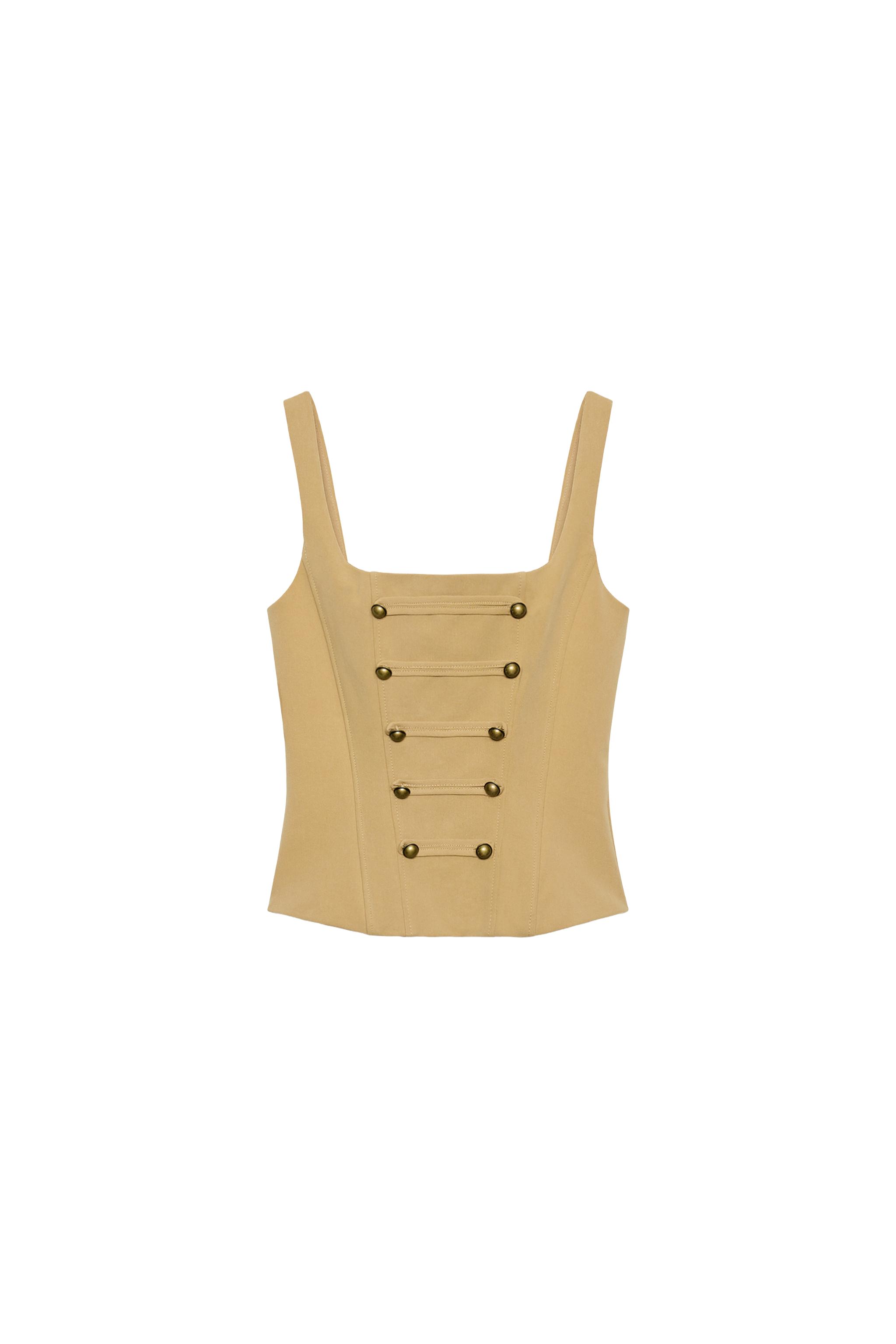 BUTTONED CORSETRY-INSPIRED TOP