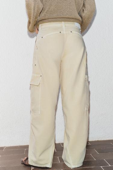 Z1975 MID-WAIST BARREL CARGO JEANS - Mid-ecru by Zara - Image 5