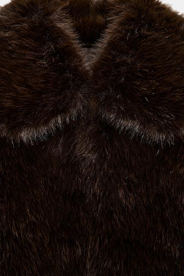 SHORT FAUX FUR COAT WITH LAPEL COLLAR - Brown by Zara - Image 10