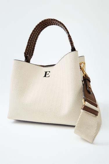 BRAIDED HANDLE CANVAS BUCKET BAG - Light beige by Zara