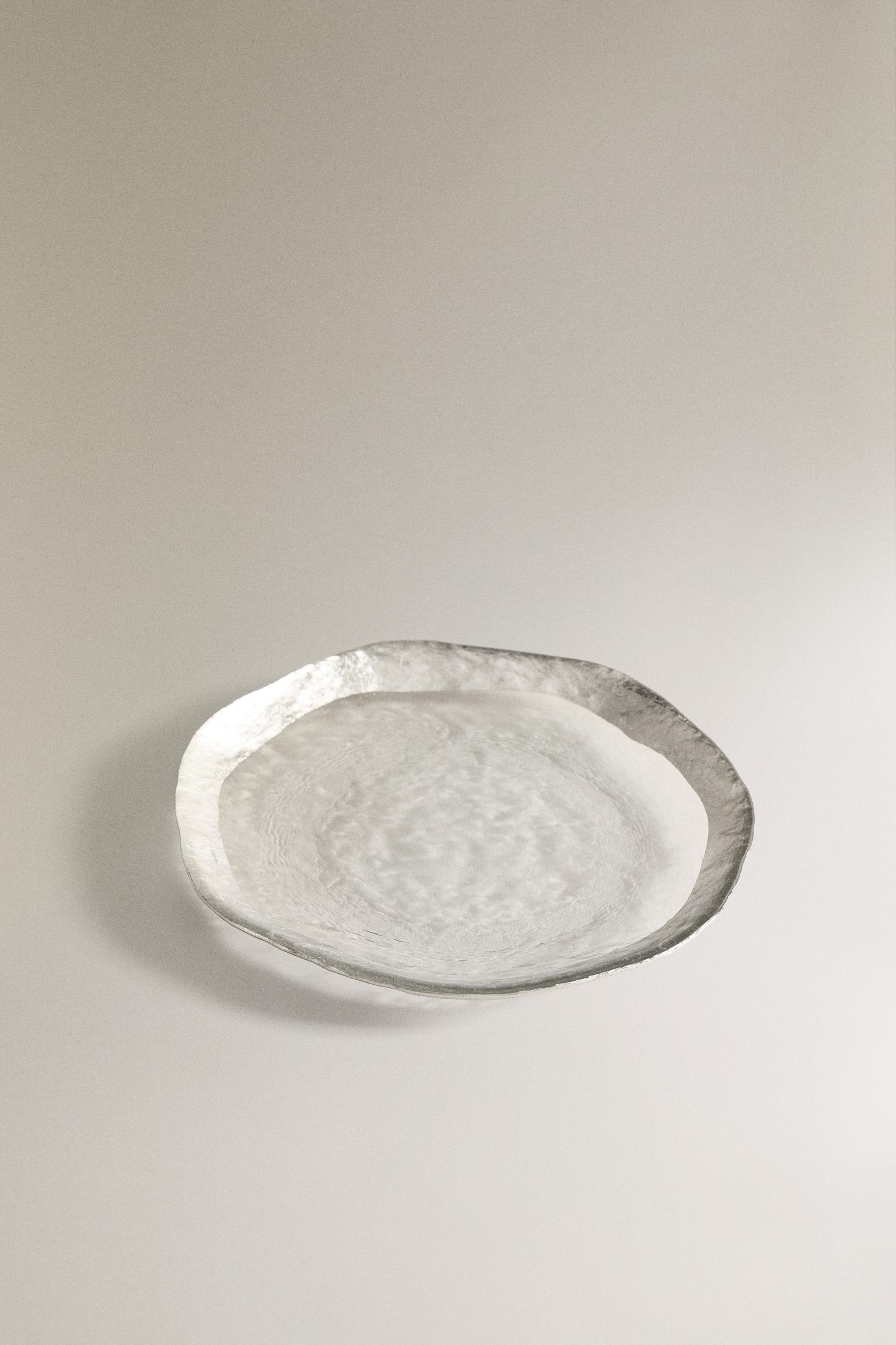 GLASS SIDE PLATE WITH RIM — Silver