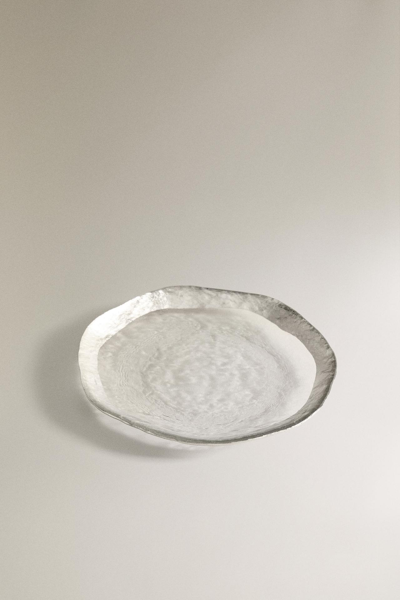 GLASS SIDE PLATE WITH RIM — Silver