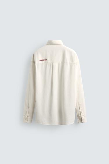 CAMISA ESTRUCTURA BORDADOS - Blanco roto de Zara