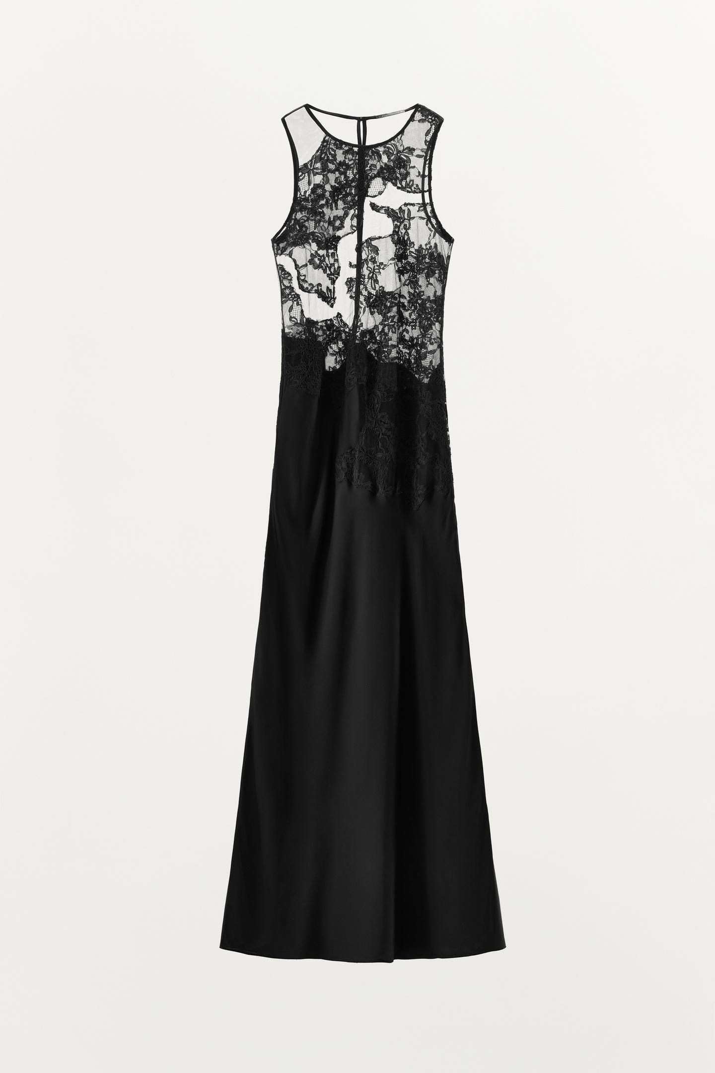 Женское платье Zara ZW Collection Lace Detail Maxi, цвет: Чёрный — фото 6