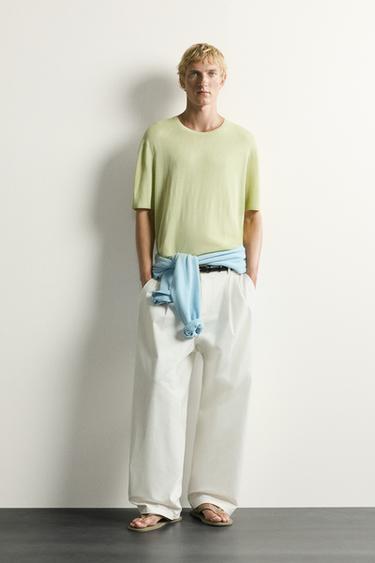 LIGHTWEIGHT RELAXED FIT KNIT T-SHIRT - Pistachio by Zara - Image 0