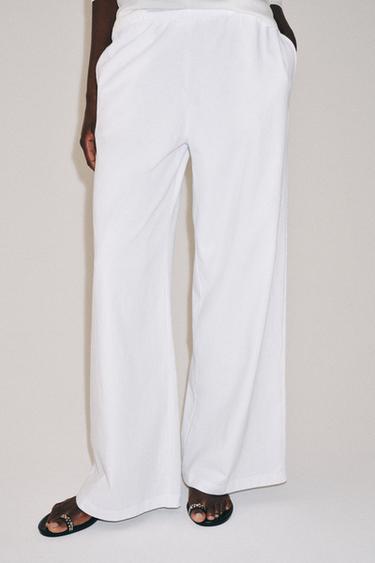 PANTALÓN RECTO ALGODÓN - Blanco de Zara