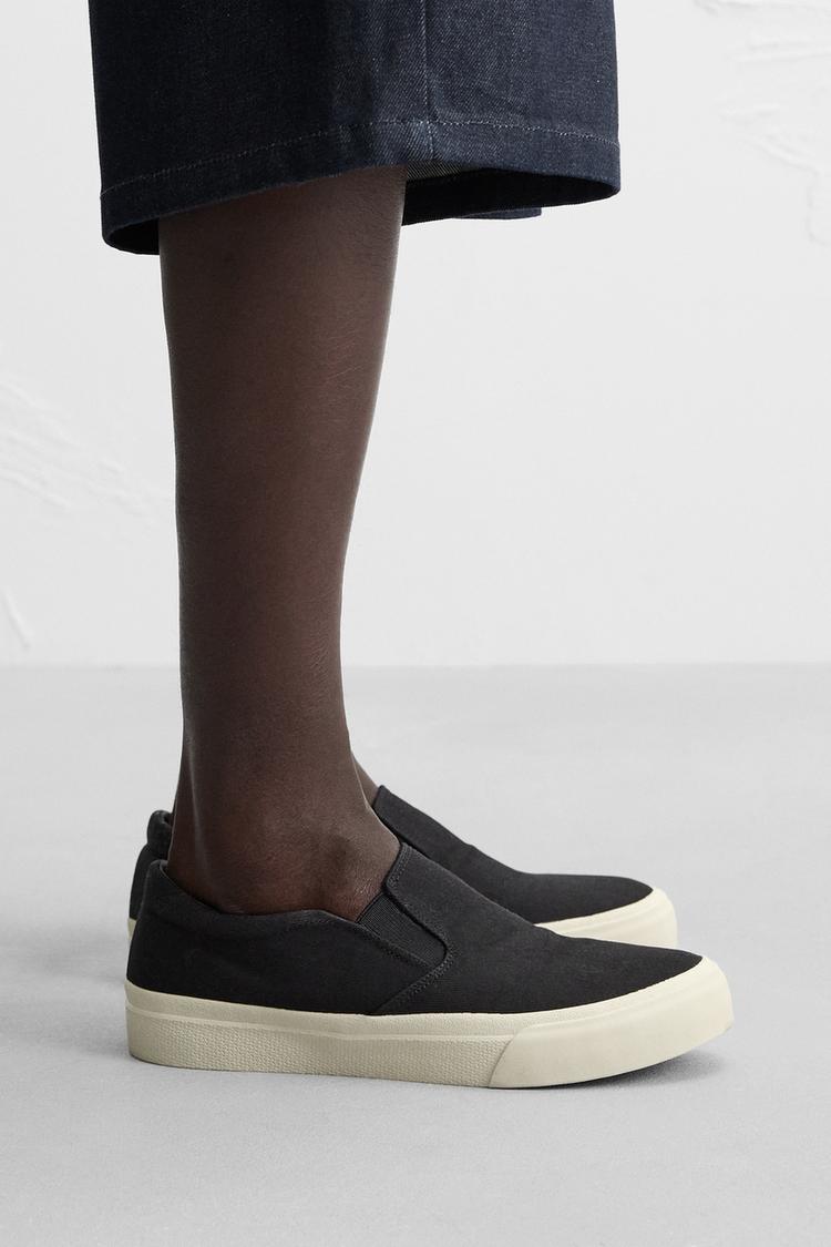 FABRIC LACELESS TRAINERS Black ZARA Turkey