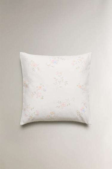 Zara FLORAL PRINT THROW PILLOW COVER - Green - Image 0