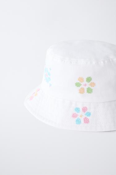 CHAPEAU SEAU BRODERIES POINT DE CROIX - Écru de Zara - Image 2