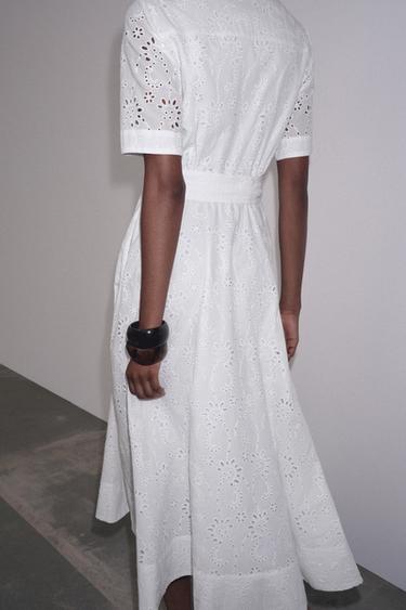 VESTIDO CAMISERO BORDADOS ZW COLLECTION - Blanco de Zara