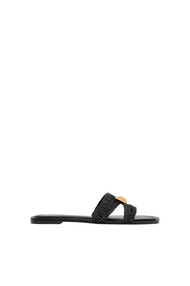 METAL EMBELLISHED FLAT SANDALS
