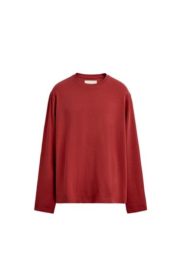 MEDIUM WEIGHT LONG SLEEVE T-SHIRT - Red by Zara