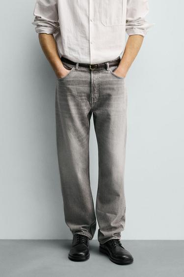 ДЖИНСЫ STRAIGHT-LEG — СЕРЫЙ от Zara