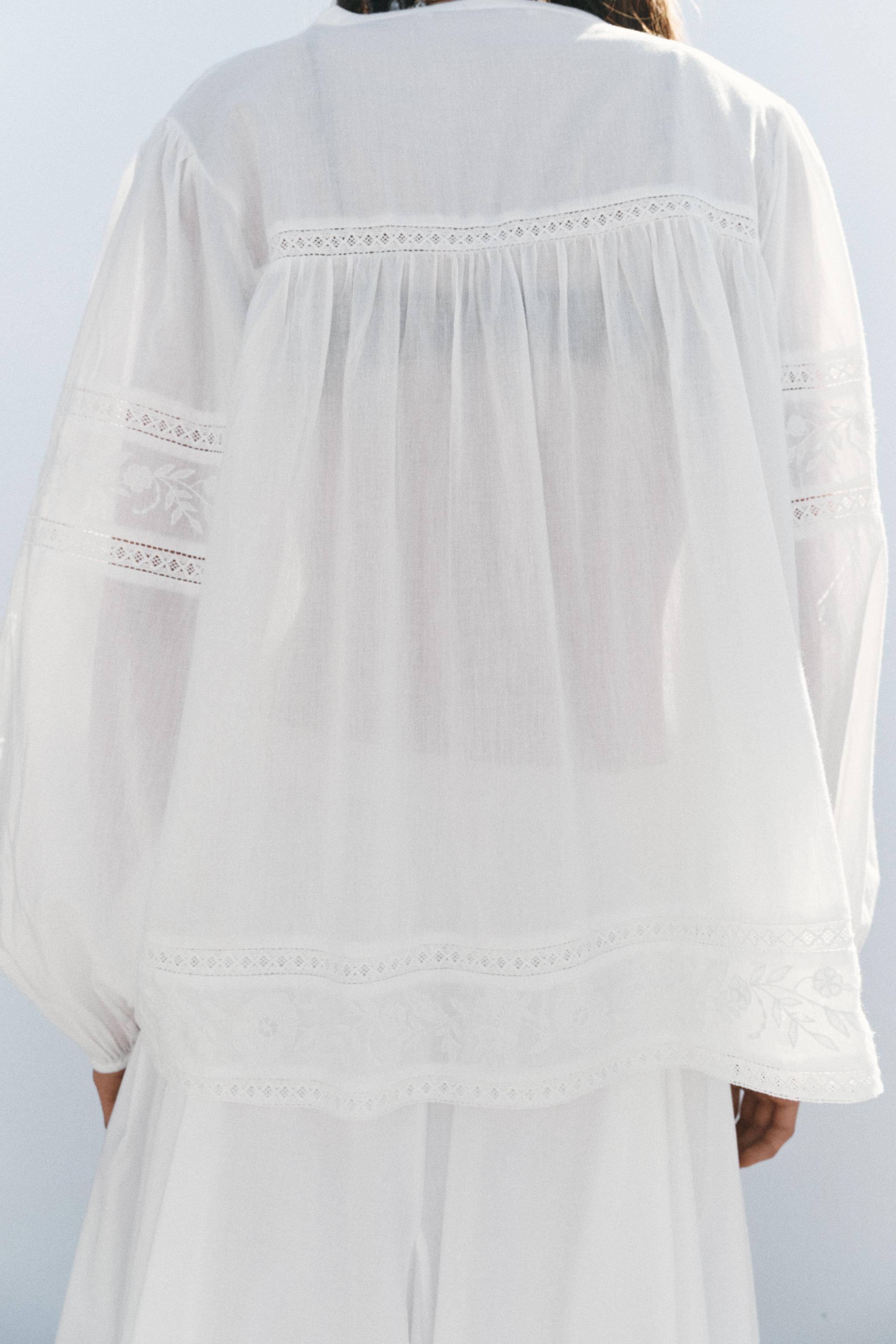 EMBROIDERED ROMANTIC BLOUSE ZW COLLECTION - Ecru | ZARA Canada EMBROIDERED ROMANTIC BLOUSE ZW COLLECTION - Ecru | ZARA Canada