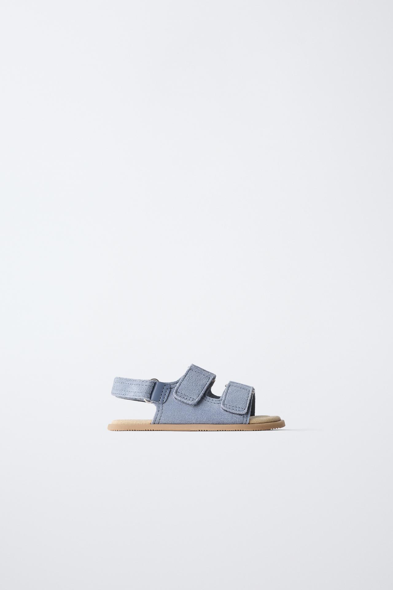 DOUBLE STRAP LEATHER BAREFOOT SANDALS — Blue