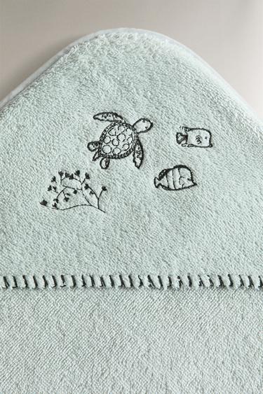 SERVIETTE DE BAIN CAPUCHE BÉBÉ TROPICAL SEA - Bleu clair de Zara - Image 4