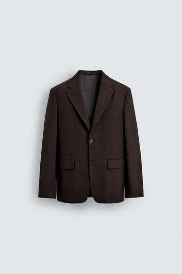 WOOL SUIT BLAZER - Brown by Zara