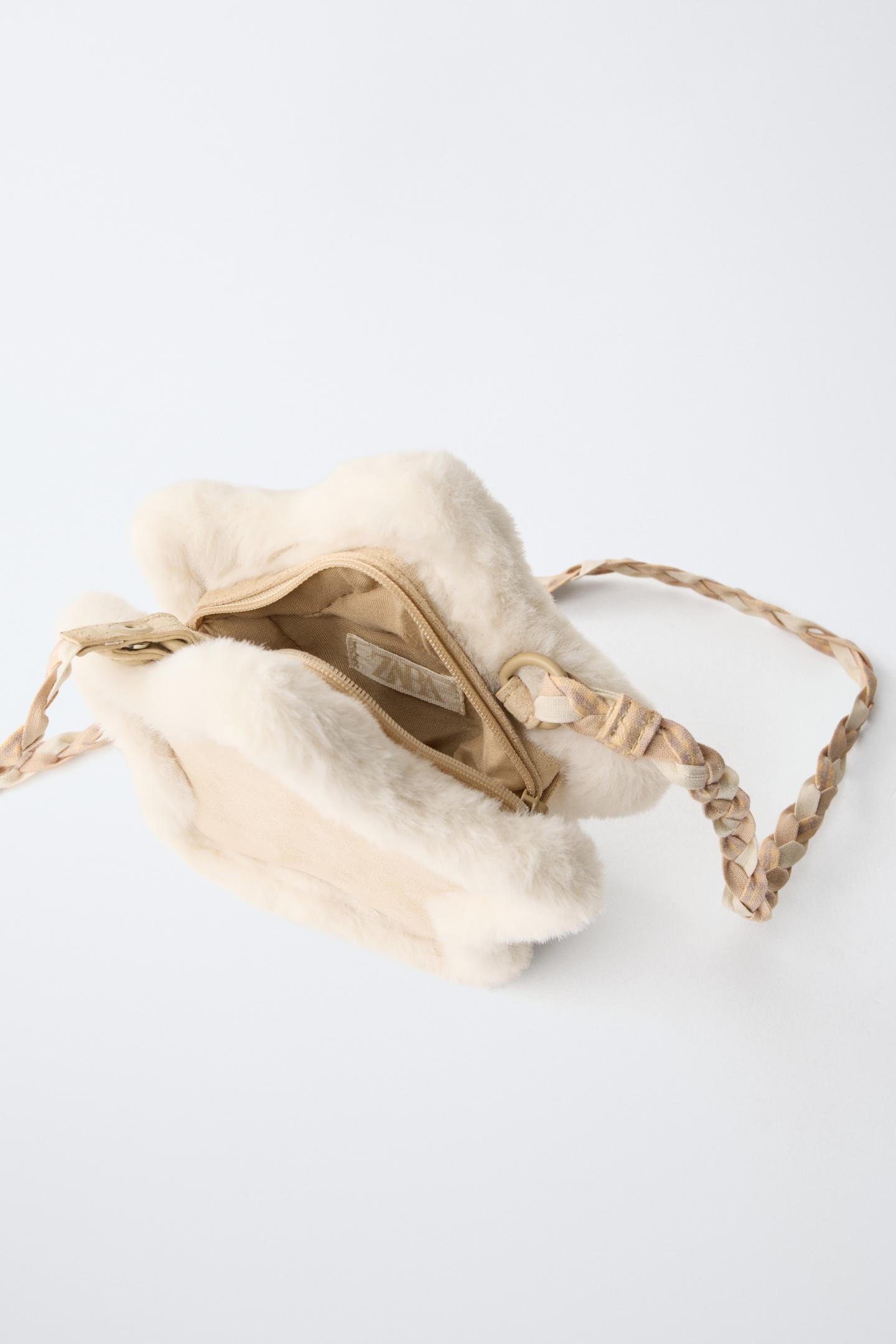 Детская сумка Zara Star Crossbody Bag with Faux Fur Detail, цвет: Коричневый — фото 3