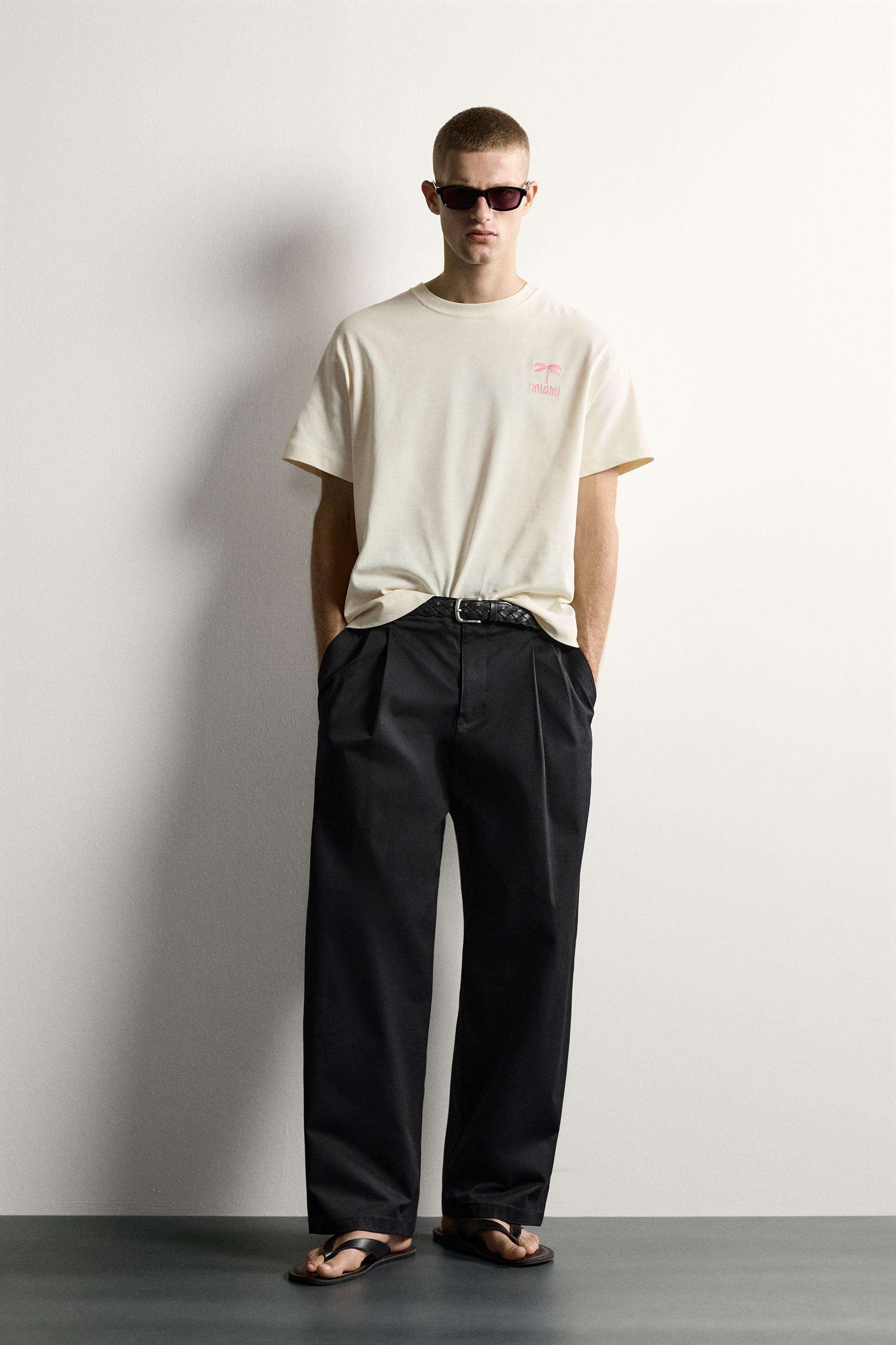 Мужские футболки Zara MIAMI PATCH RELAXED FIT T-SHIRT