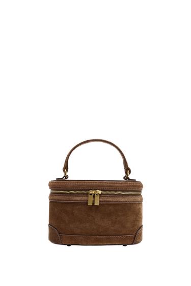 RIGID LEATHER HANDBAG - Brown by Zara