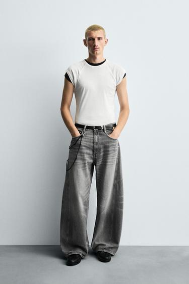 JEANS BALLOON FIT COSTURA GIRADA - Gris de Zara - Imagen 0