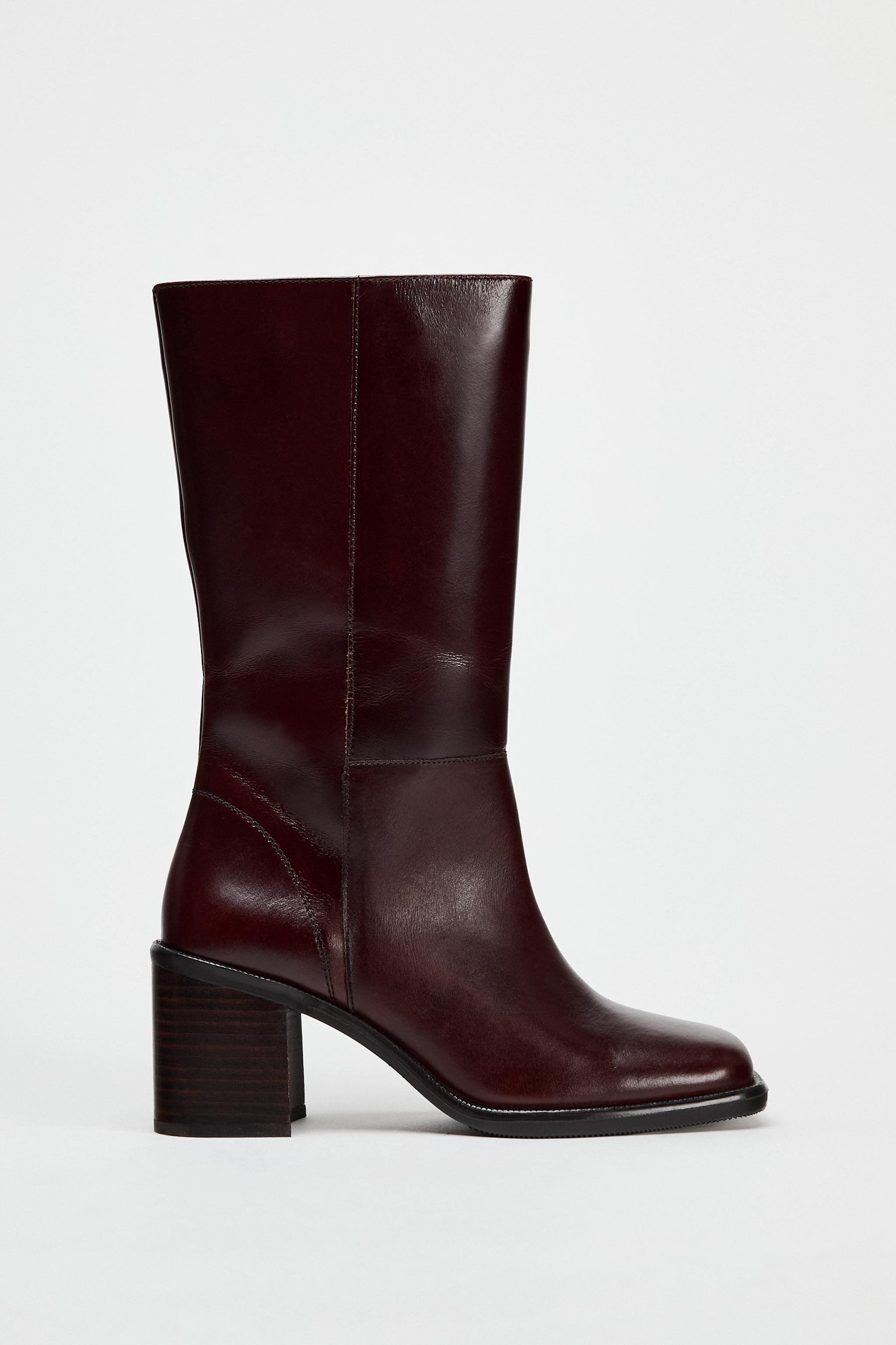 SQUARE TOE LEATHER ANKLE BOOT